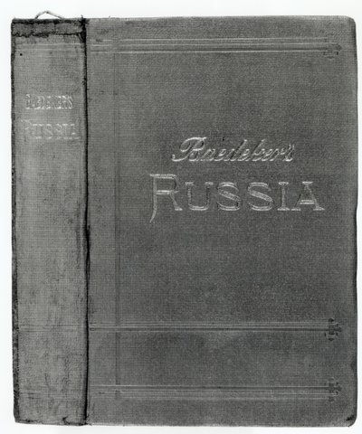 Capa de jaqueta de um guia Baedeker para a Rússia, publicado em 1914 de English School