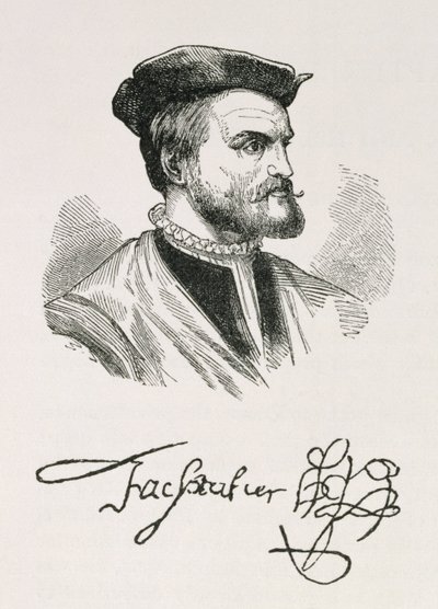 Jacques Cartier (1491-1557) ilustração do volume IV de &39;narrativa e crítica da história da América&39;, 1886 de English School