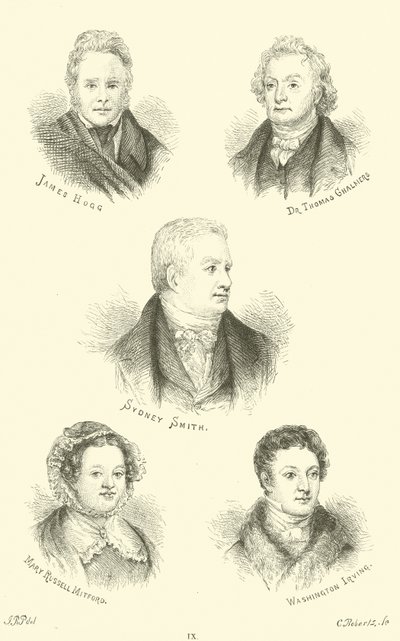 James Hogg, Dr. Thomas Chalmers, Smith Sydney, Mary Russell Mitford, Washington Irving de English School