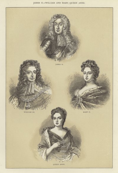 James II, William e Mary, rainha Anne de English School