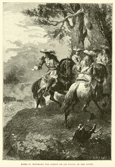James II testemunha a derrota de suas tropas no Boyne de English School