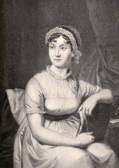 Jane Austen (1775-1817) ilustração de &39;Pequenas jornadas para as casas de mulheres famosas&39;, publicado em 1897 (ver também 331580) de English School