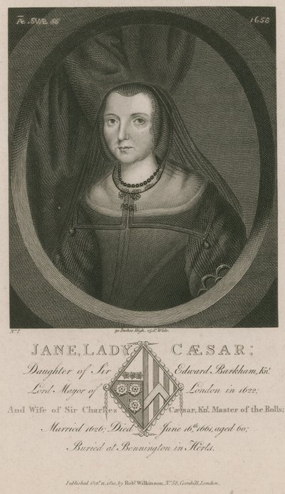Jane, Lady Caesar, filha de Sir Edward Barkham de English School