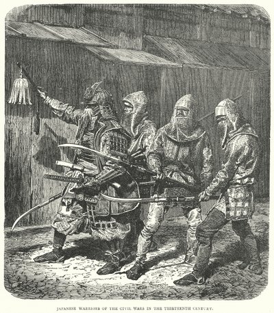 Guerreiros japoneses das guerras civis do século XIII (gravura) de English School