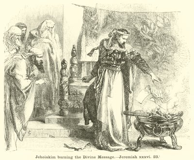 Jeoiaquim que queima a Mensagem Divina, Jeremias, xxxvi, 23 de English School