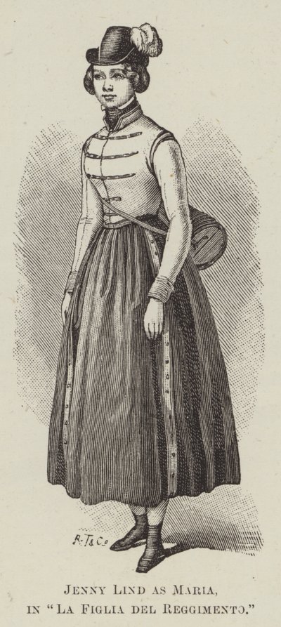 Jenny Lind como Maria, em "La Figlia del Reggimento" (gravura) de English School