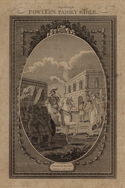 O Retorno de Jefté, Juízes, Capítulo 11, Versículo 34 (gravura) de English School