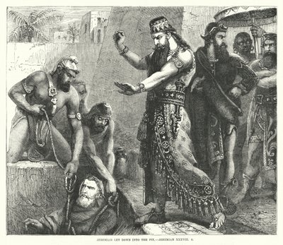 Jeremias desceu ao poço, Jeremias XXXVIII, 6 (gravura) de English School