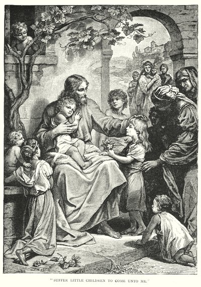 Jesus Cristo e as crianças (gravura) de English School