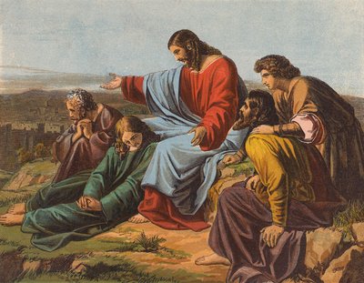 Jesus Cristo chorando sobre Jerusalém (litografia a cores) de English School