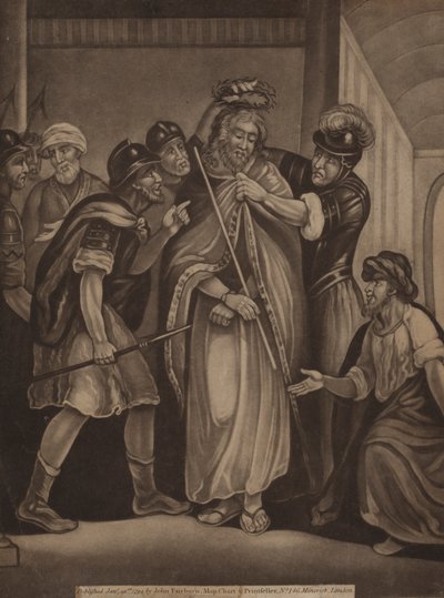 Jesus coroado com uma coroa de espinhos (gravura) de English School