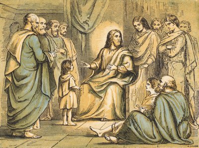 Jesus ensinando os seus Discípulos (gravura colorida) de English School