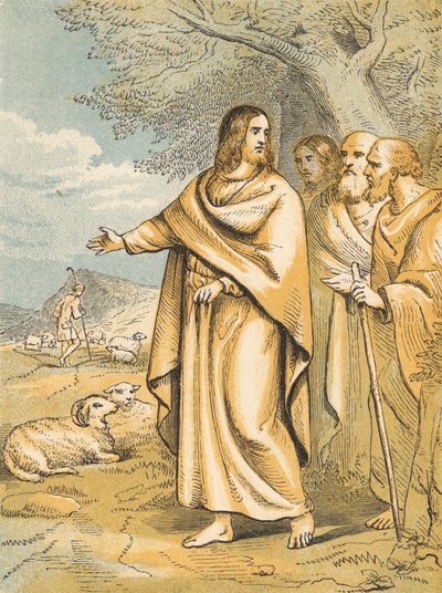 Jesus, o Bom Pastor (gravura colorida) de English School