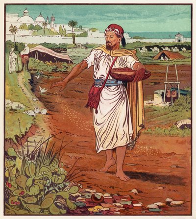 As Parábolas de Jesus: O Semeador e a Semente (cor litho) de English School