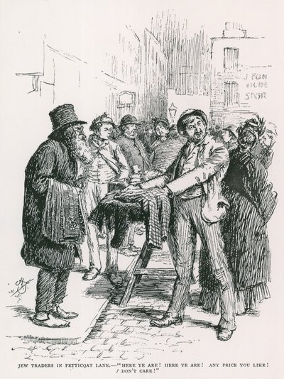 Comerciantes judeus em Petticoat Lane de English School
