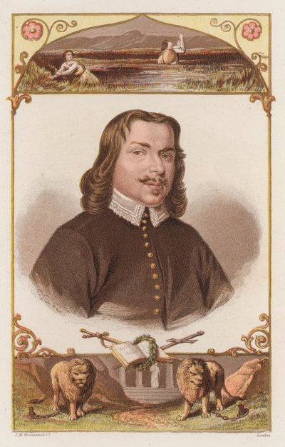 John Bunyan, retrato (gravura colorida) de English School
