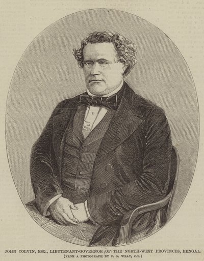 John Colvin, Esquire, Tenente-Governador das Províncias do Noroeste, Bengala (gravura) de English School