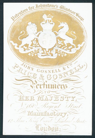John Gosnell & Co, tarde, Price & Gosnell, cartão comercial de English School