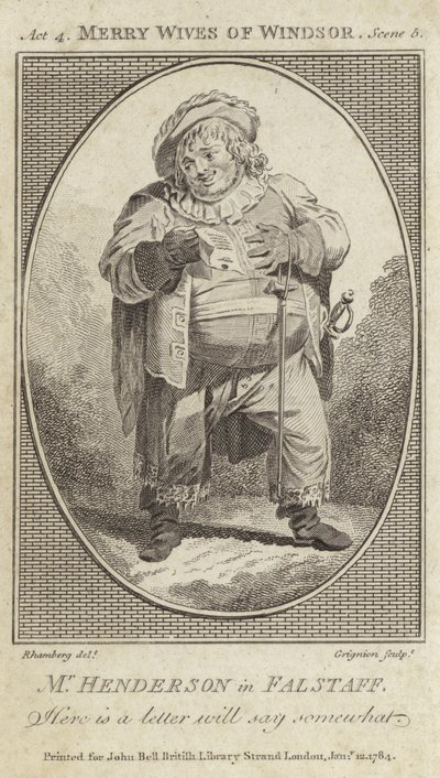 John Henderson como Falstaff em The Merry Wives of Windsor de English School