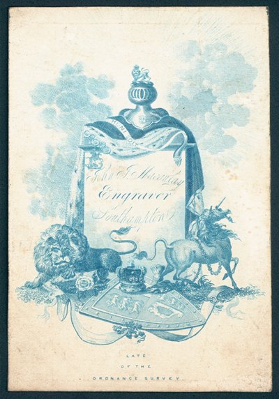 John J Macaulay, gravador, cartão comercial de English School