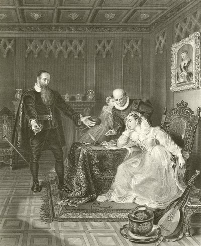 John Knox admoestando Mary Queen of Scots de English School