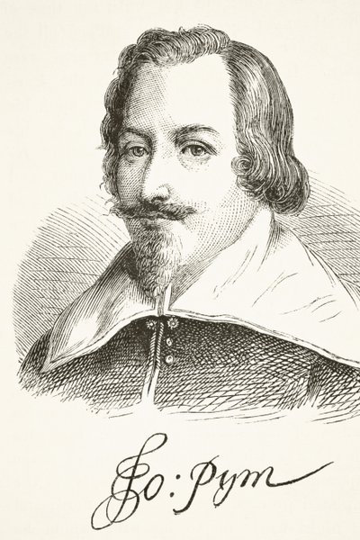 John Pym, de "A História Nacional e Doméstica da Inglaterra", de William Hickman Smith Aubrey (1858-1916) publicou Londres, c.1890 de English School