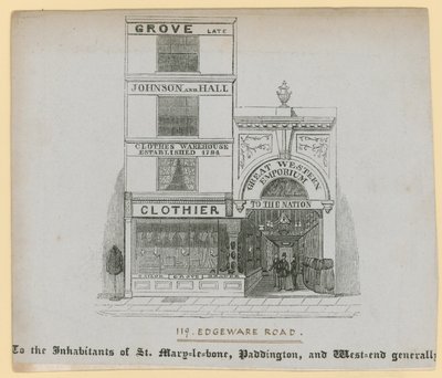 Johnson e Hall, clother, 119 Edgware Road de English School
