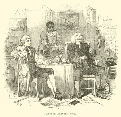 Johnson and his Cat (gravura) de English School