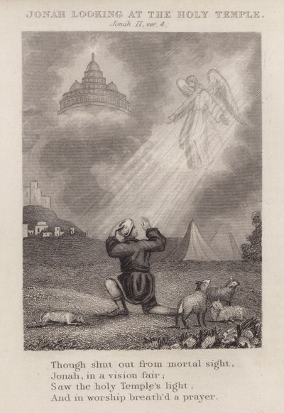 Jonas olhando para o Templo Santo, Jonas II, ver 4 (gravura) de English School