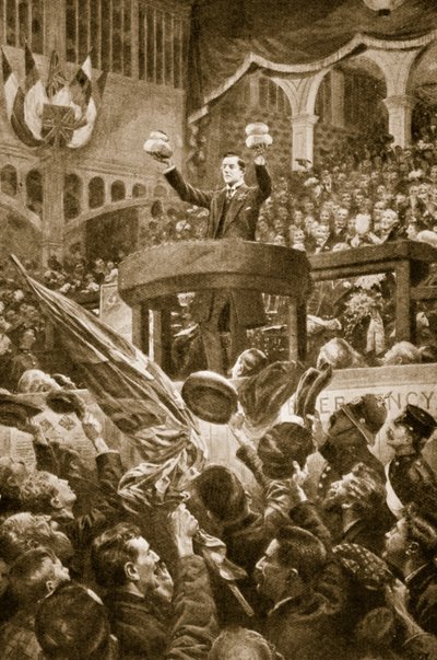 Joseph Chamberlain no Bingley Hall, Birmingham, em 4 de novembro de 1903 de English School