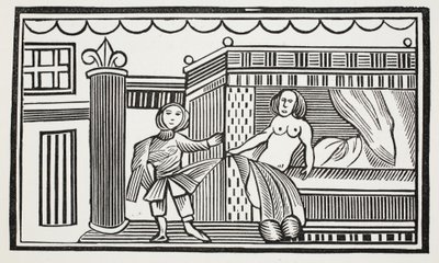 Joseph e sua amante, ilustração de Chap-livros do século XVIII por John Ashton, pub. 1882 de English School