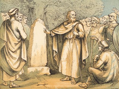 O discurso de despedida de Josué aos israelitas (gravura colorida) de English School