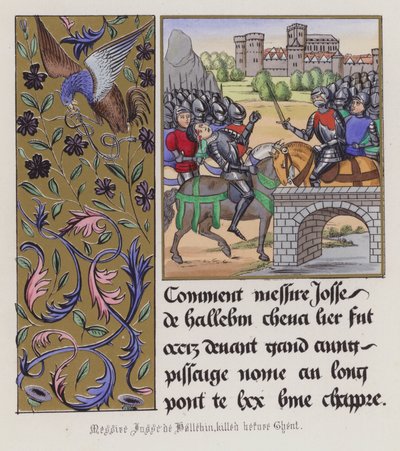 Josse de Haluin morto antes de Ghent (gravura colorida) de English School