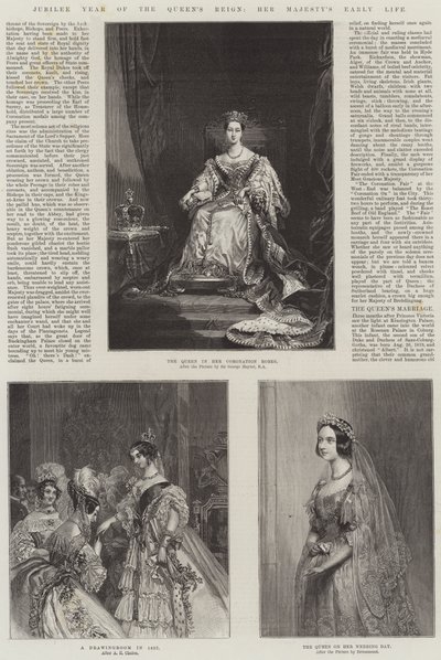 Ano Jubilar do Reinado da Rainha, o início da vida de Sua Majestade (gravura) de English School