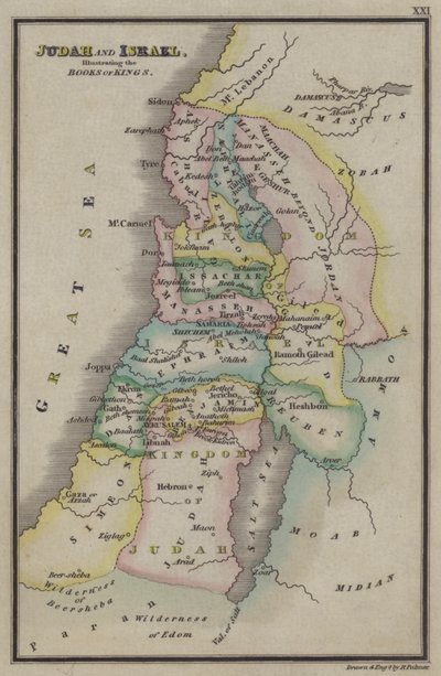 Judá e Israel, ilustrando os Livros dos Reis (gravura colorida) de English School