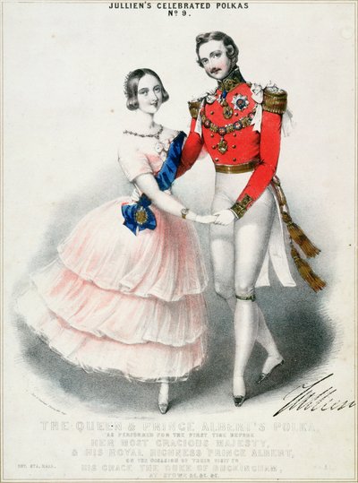 As Polkas Celebradas de Jullien No.9: A Polca da Rainha e do Príncipe Albert por M. e N. Hanhart (cromolitho) de English School