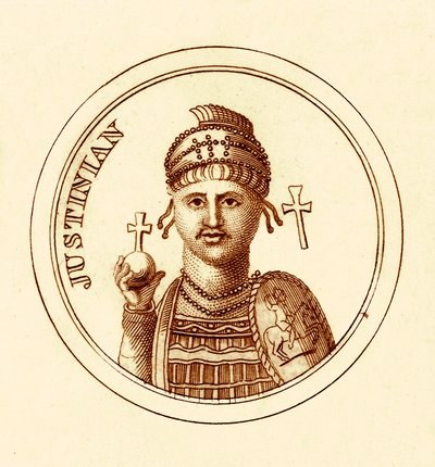 Justiniano, ilustração do dicionário histórico universal por George Crabb, publicado em 1825 (imagem digitalmente aprimorada) de English School