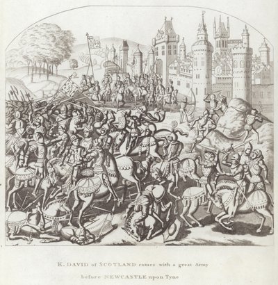 K. David da Escócia vem com um grande exército antes de Newcastle upon Tyne de English School