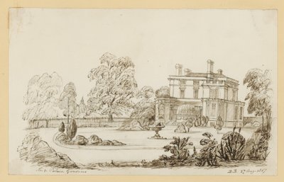 Jardins do Palácio de Kensington; datada de 27 de agosto de 1857 (tinta no papel) de English School