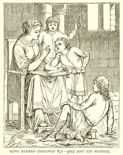 Rei Alfred (reinou de 871--901) e sua mãe de English School
