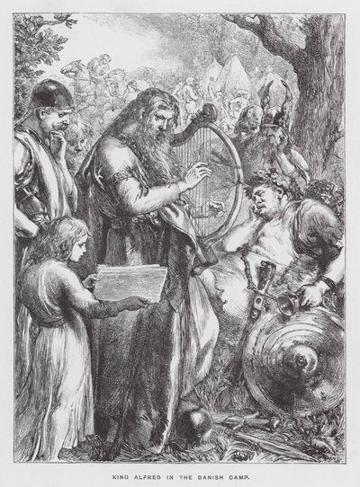 König Alfred im dänischen Lager (Gravur) von English School
