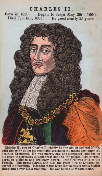 Rei Carlos II (gravura a cores) de English School