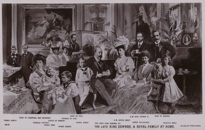 O Rei Eduardo VII e sua família (litho) de English School