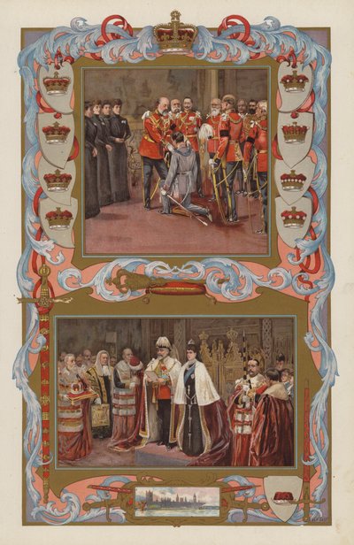 Primeiros actos de soberania do Rei Eduardo VII em 1901 (litografia a cores) de English School