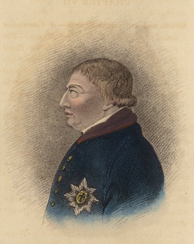 Rei Jorge III, de um esboço tirado em Windsor durante a sua doença (gravura colorida) de English School
