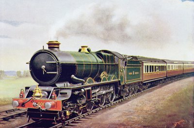 Rei George V do GWR Cornish Railway Express, ilustração de The Wonder Book de ferrovias, décima quarta edição, editado por Harry Golding, 1929 de English School