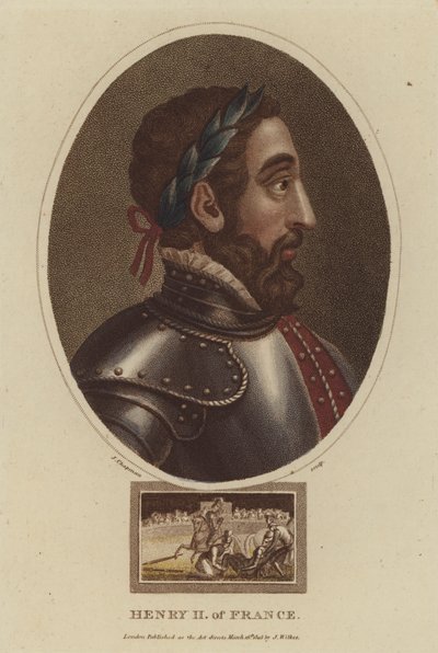 Rei Henrique II de França (gravura a cores) de English School