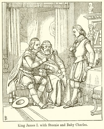 King James I com Steenie e Baby Charles de English School