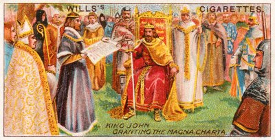 Rei John concedendo a Magna Charta de English School