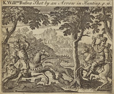 O rei Guilherme II da Inglaterra atirou com uma flecha enquanto caçava, 1100 de English School
